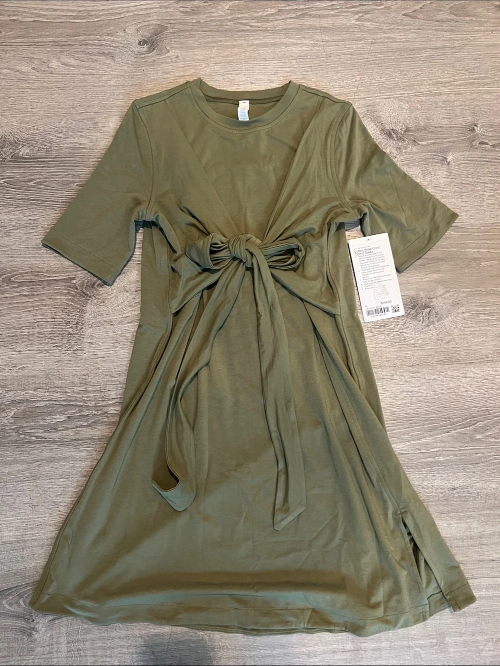 Lululemon Olive Green Short Sleeve Wrap-Front Dress Size 2